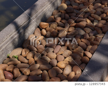 A Tranquil and Serene Pathway Composed of Beautiful Natural River Stones to Explore and Enjoy A Tranquil and Serene Pathway Composed of Beautiful Natural River Stones to Explore and Enjoy 128957343