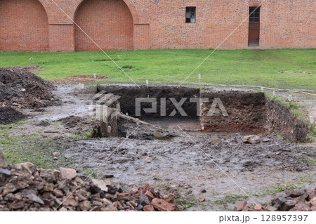 Excavation Site Unveiling Significant Historical Foundations and Numerous Artifacts Excavation Site Unveiling Significant Historical Foundations and Numerous Artifacts 128957397