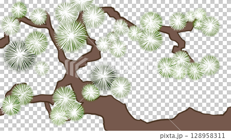 Background illustration of Japanese-style pattern (pine tree) 128958311