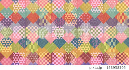 カラフル 春 和柄 背景 カラフル 春 和柄 背景 128958393