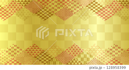 和柄 金 年賀状 背景 和柄 金 年賀状 背景 128958399