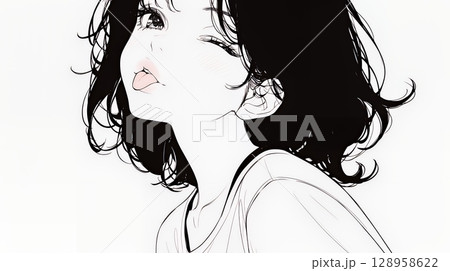 舌を出して陽気におどけている若い女性（シンプルな色使い）