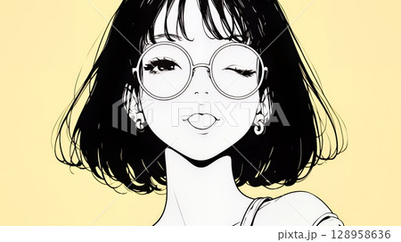 舌を出して陽気におどけている若い女性（シンプルな色使い）