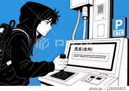 ものすごく要領の悪いユーザーインターフェースに戸惑っているユーザー（シンプルな色使い）