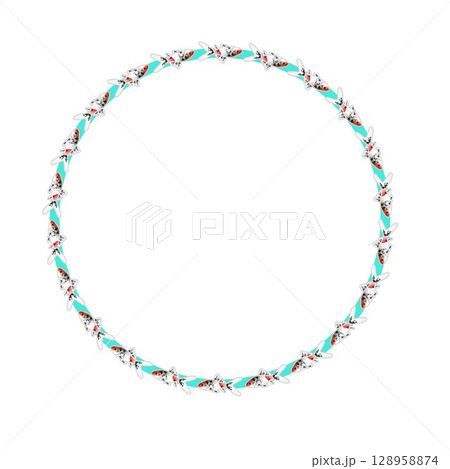 金魚の円形飾り枠イラスト 128958874