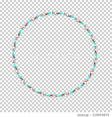 金魚圓形裝飾框架圖 金魚圓形裝飾框架圖 128958874