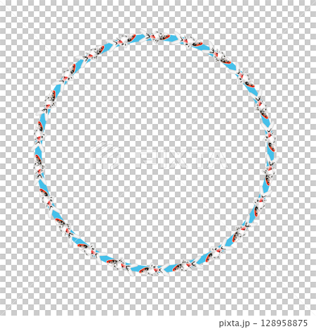 金魚の円形飾り枠イラスト 128958875