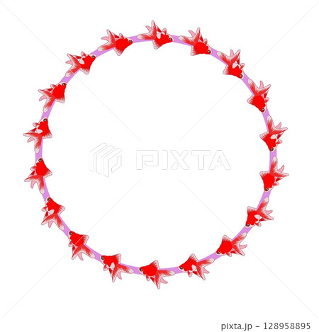 金魚の円形飾り枠イラスト 128958895