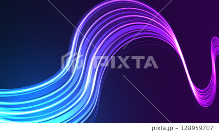 Abstract Blue and Purple Digital Waves with Luminous Particles and Futuristic Glow Abstract Blue and Purple Digital Waves with Luminous Particles and Futuristic Glow 128959707