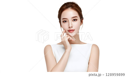 清楚できれいな女性のポートレート 128959899