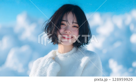 清楚できれいな女性のポートレート 128959920