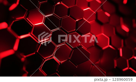 Technology comb hexagonal pattern red light geometric structure connection Technology comb hexagonal pattern red light geometric structure connection 128960059