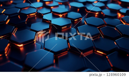 Technology comb hexagonal pattern blue light geometric structure connection Technology comb hexagonal pattern blue light geometric structure connection 128960109