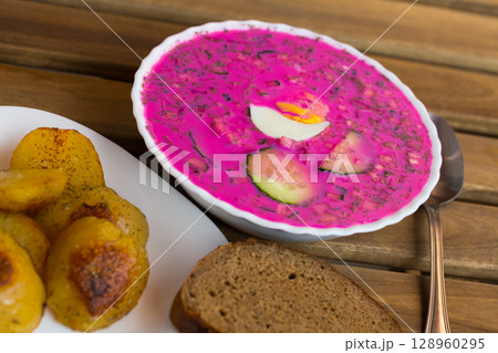 Cold yogurt beetroot soup Cold yogurt beetroot soup 128960295
