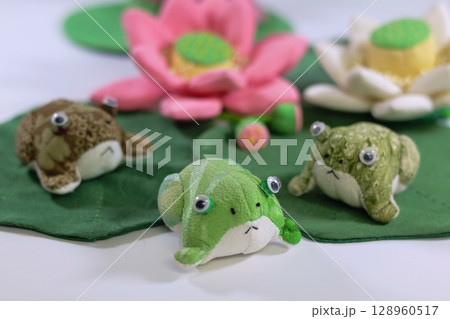 蓮の池にカエルがいます 128960517