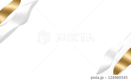 Elegant White and Gold Ribbon Decorative Frame for Celebratory Events and Special Occasions Elegant White and Gold Ribbon Decorative Frame for Celebratory Events and Special Occasions 128960585