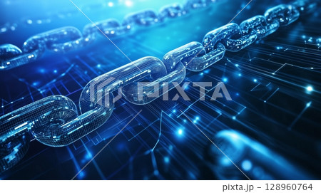 Chain inter connection with dot and line...のイラスト素材 [128960764] - PIXTA