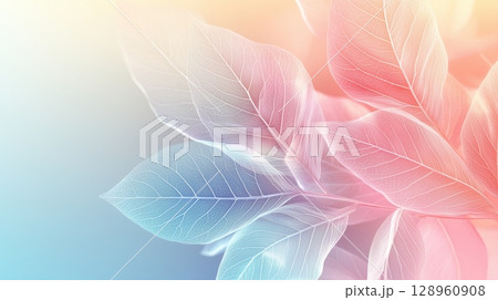 Colorful pastel tones leaves transparent aesthetic vein foliage 128960908