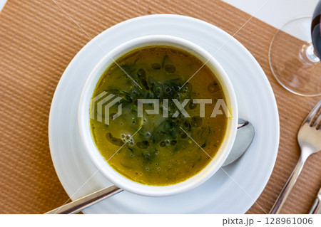 Caldo Verde soup, dish of Portuguese cuisine 128961006
