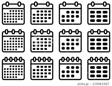 様々な形のカレンダーアイコンのベクターイラストのセット 128961087