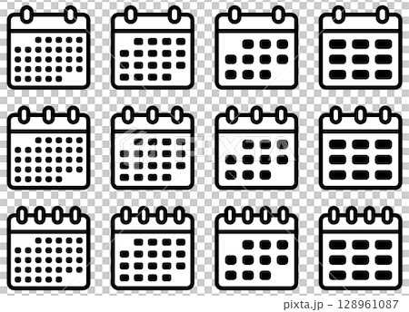 様々な形のカレンダーアイコンのベクターイラストのセット 128961087