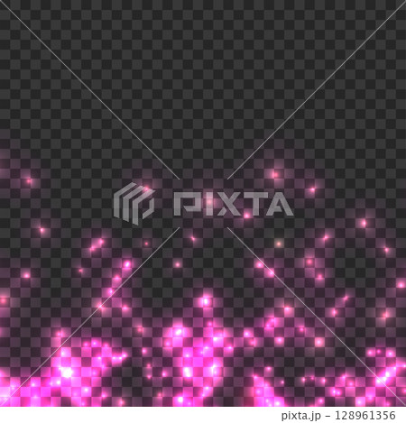 Falling Pink Glitter Sparkle Dust Overlay. Bright Luminous Light Effect. Vector 128961356