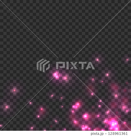 Falling Pink Glitter Sparkle Dust Overlay. Bright Luminous Light Effect. Vector Falling Pink Glitter Sparkle Dust Overlay. Bright Luminous Light Effect. Vector 128961361