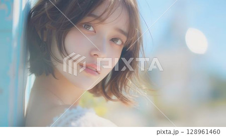 清楚できれいな女性のポートレート 128961460