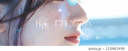 清楚できれいな女性のポートレート 128961490