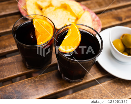 Traditional spanish appetizer Vermouth 128961585