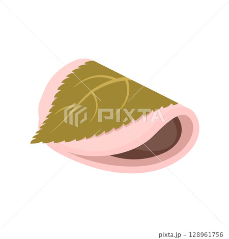 桜餅（関東風）- フラットアイソメトリックイラスト 128961756