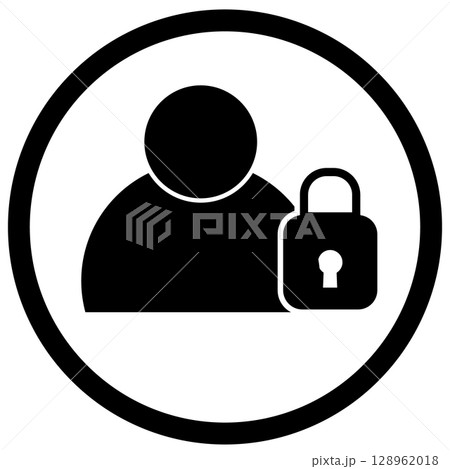 account freeze icon. user with lock sign. personal protection symbol. flat style. 128962018