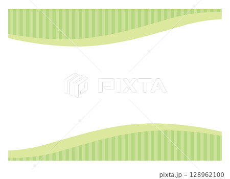 ゆるやかな波の上下フレーム素材 緑色 ゆるやかな波の上下フレーム素材 緑色 128962100