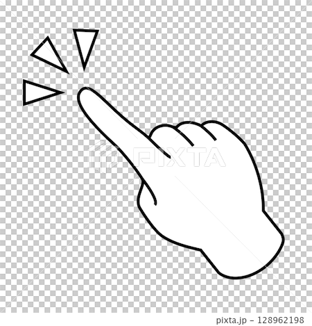 指をさす右手の線画イラスト素材 128962198