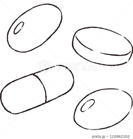 サプリメントや錠剤の線画 128962202