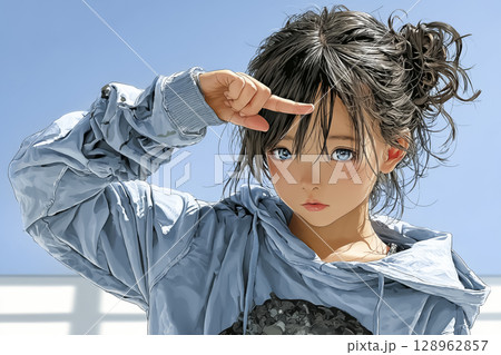 頭痛を訴える子供のイラスト素材 128962857