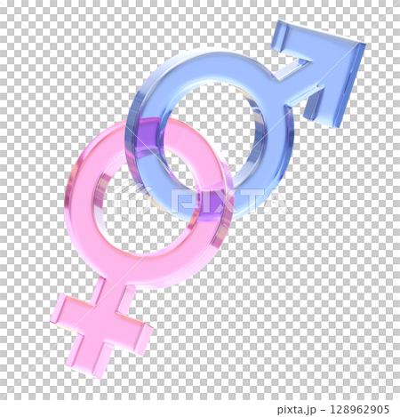 Gender Symbol Intertwined Male and Female Icon 3D graphic Gender Symbol Intertwined Male and Female Icon 3D graphic 128962905