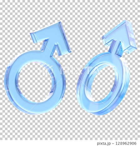 Translucent Glass Male Symbol 3D graphic 128962906