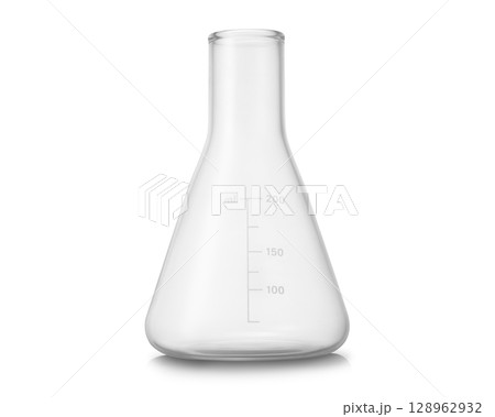三角フラスコ。実験、研究、化学などのイメージ 128962932