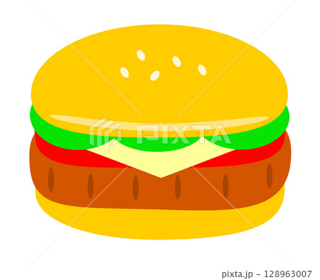 ハンバーガー イラスト アイコン 128963007