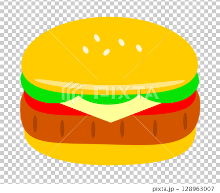 ハンバーガー イラスト アイコン 128963007