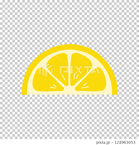 Refreshing and simple sliced lemon hand-drawn illustration 128963053