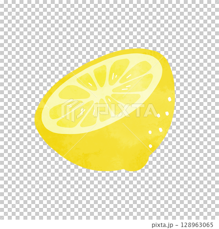 白色背景下切開的檸檬的水彩插圖 白色背景下切開的檸檬的水彩插圖 128963065