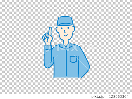 Worker to stand the index finger Worker to stand the index finger 128963364