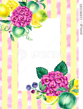 Garden watercolor cottage hand drawn Garden watercolor cottage hand drawn 128963385