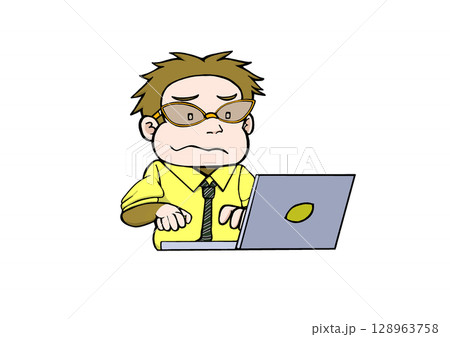 サルリーマン　パソコン作業 128963758