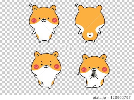 ゆる可愛いハムスターのイラストセット 128963797