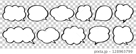 Simple comic-style speech bubble material 128963799
