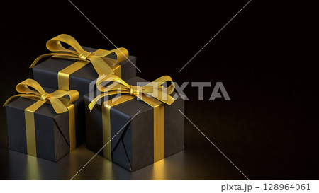 The Black Gift box  for celebration or Holiday concept 3d Rendering. 128964061