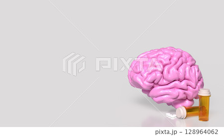 The Brain and drug for medical or sci concept 3d Rendering. 128964062
